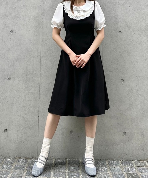 Crea titty&Co. PETIT（クレアティティーアンドコープチ）の「【Crea titty&Co.PETIT】デコルテフリルタックワンピース（ワンピース・レディース・ブラック・FREE）」の7枚目の写真