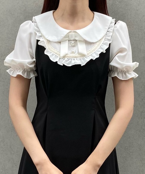 Crea titty&Co. PETIT（クレアティティーアンドコープチ）の「【Crea titty&Co.PETIT】デコルテフリルタックワンピース（ワンピース・レディース・ブラック・FREE）」の2枚目の写真