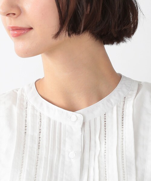 SHOO・LA・RUE（シューラルー）の「◆タック&はしごレースチュニック丈ブラウス（シャツ/ブラウス・レディース・ブラック/オフホワイト/オリーブ/ピンク系・00）」の14枚目の写真