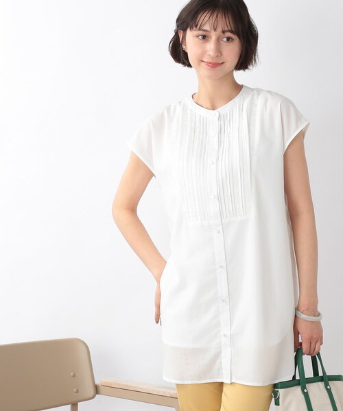 SHOO・LA・RUE（シューラルー）の「◆タック&はしごレースチュニック丈ブラウス（シャツ/ブラウス・レディース・ブラック/オフホワイト/オリーブ/ピンク系・00）」の12枚目の写真