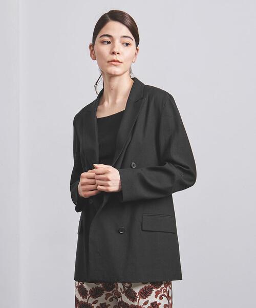 ユナイテッドアローズ　グレー系チェック ダブルブレスト テーラードジャケット BEAUTY&YOUTH UNITED ARROWS（ビューティーアンドユース