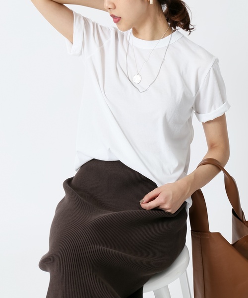 IENA（イエナ）の「【ATON/エイトン】FRESCA STANDARD TEE（Tシャツ/カットソー・レディース・ホワイト/ライトグレー/ブラック・FREE）」の2枚目の写真