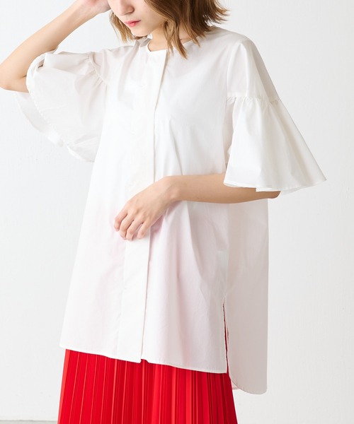 Lui's（ルイス）の「ラッフルスリーブブラウス（シャツ/ブラウス・レディース・ホワイト/ブラック/ラベンダー・FREE）」の2枚目の写真