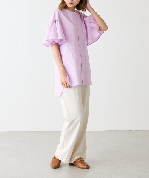 Lui's（ルイス）の「ラッフルスリーブブラウス（シャツ/ブラウス・レディース・ホワイト/ブラック/ラベンダー・FREE）」の5枚目の写真