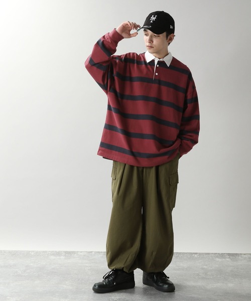 RAGEBLUE(レイジブルー)の「【SIGNAL SPORTS】ボーダービッグポロシャツ(ポロシャツ・メンズ・ネイビー/レッド系その他・MEDIUM/LARGE)」の3枚目の写真