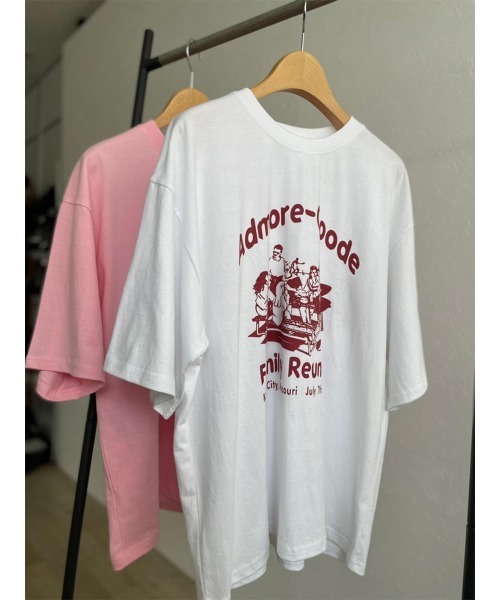 HEILIS(ヘイリス)の「《kaoru select》Family ReunionTシャツ / プリントTシャツ カラーTシャツ オーバーサイズ 半袖(Tシャツ/カットソー・レディース・ホワイト/ピンク・FREE)」の5枚目の写真