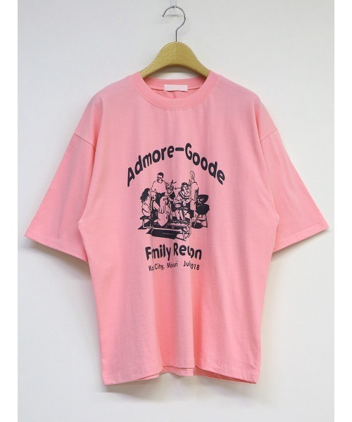 HEILIS(ヘイリス)の「《kaoru select》Family ReunionTシャツ / プリントTシャツ カラーTシャツ オーバーサイズ 半袖(Tシャツ/カットソー・レディース・ホワイト/ピンク・FREE)」の8枚目の写真