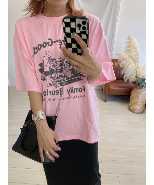 HEILIS(ヘイリス)の「《kaoru select》Family ReunionTシャツ / プリントTシャツ カラーTシャツ オーバーサイズ 半袖(Tシャツ/カットソー・レディース・ホワイト/ピンク・FREE)」の16枚目の写真