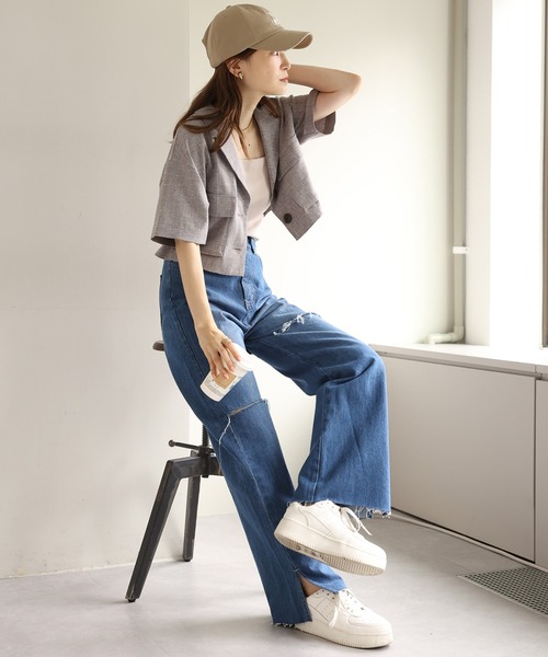 one after another NICE CLAUP（ワンアフターアナザーナイスクラップ）の「【S,Mサイズあり】カッティングデニム（デニムパンツ・レディース・ブラウン/ブルー/ラベンダー/ブルー系その他・SMALL/MEDIUM）」の21枚目の写真