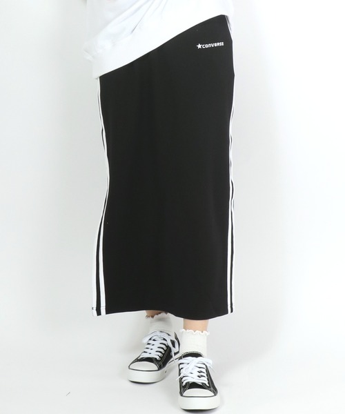 CONVERSE(コンバース)の「CONVERSE(コンバース)ストレッチサイドラインフレアスカート・プリーツスカート・タイトスカート(スカート・レディース・ブラック/カーキ/ブラック系その他2/ブラック系その他・M/L)」の9枚目の写真