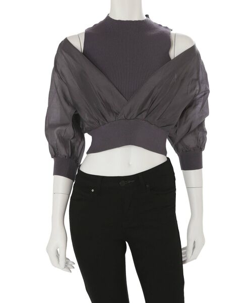 MERCURYDUO（マーキュリーデュオ）の「異素材ドッキングニット（ニット/セーター・レディース・ネイビー/アイボリー/ベビーピンク・FREE）」の14枚目の写真