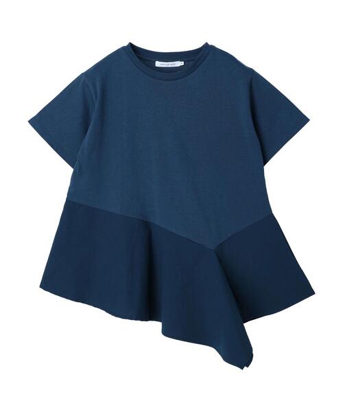 AMERICAN HOLIC(アメリカンホリック)の「アシンメトリー異素材半袖プルオーバー(Tシャツ/カットソー・レディース・ブラック/ブラウン/ブルー・M/L)」の17枚目の写真