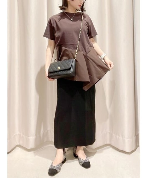 AMERICAN HOLIC(アメリカンホリック)の「アシンメトリー異素材半袖プルオーバー(Tシャツ/カットソー・レディース・ブラック/ブラウン/ブルー・M/L)」の20枚目の写真