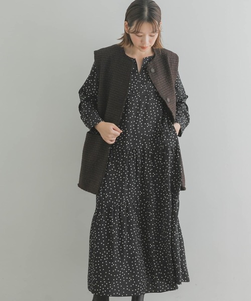 F by ROSSO(エフバイロッソ)の「F by ROSSO ドットランダムティアードワンピース(ワンピース・レディース・ブラック/キャメル・38/36)」の12枚目の写真