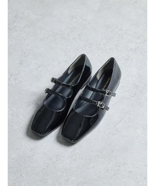 AMERICAN HOLIC(アメリカンホリック)の「【WEB限定】ダブルストラップローヒールパンプス(パンプス・レディース・ブラック・S/M/L)」の2枚目の写真