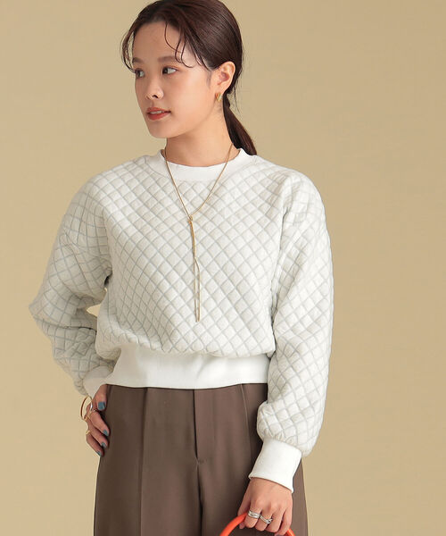 Ray BEAMS（レイビームス）の「Ray BEAMS / キルティング クルーネック トップス（その他トップス・レディース・ブラック/オフホワイト・ONE SIZE）」の3枚目の写真