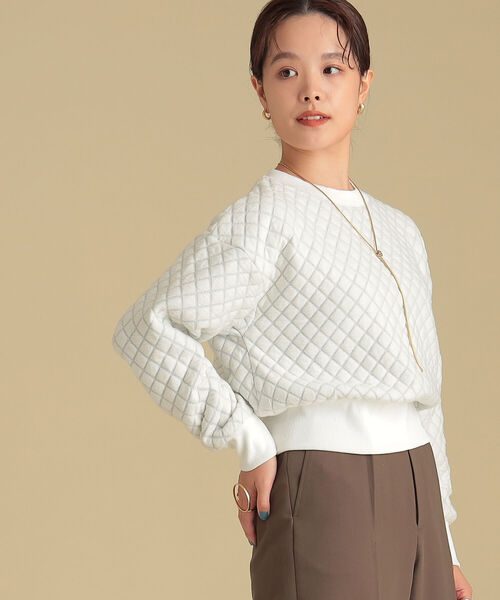 Ray BEAMS（レイビームス）の「Ray BEAMS / キルティング クルーネック トップス（その他トップス・レディース・ブラック/オフホワイト・ONE SIZE）」の5枚目の写真