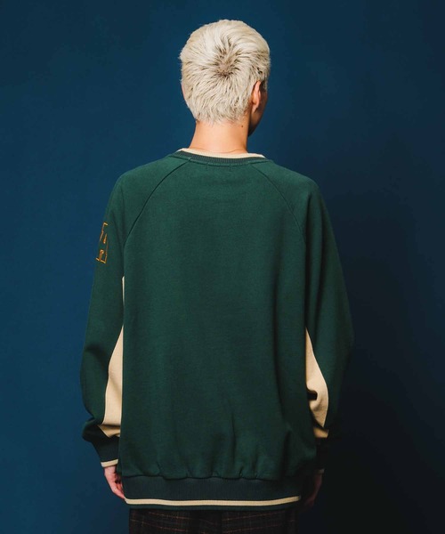 セール☆XL☆XLARGE チームロゴ2トーン クルーネック スウェット 緑