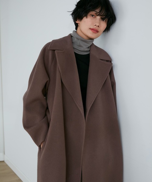 INED(イネド)の「スペリオルビーバー ベルテッドラップコート ロング丈 ウール オーバーサイズ(チェスターコート・レディース・ブラウン/ブラック・7号/9号/11号)」の16枚目の写真