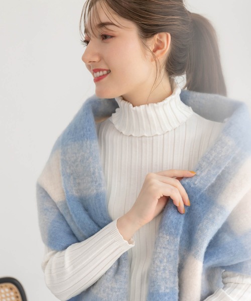 fifth（フィフス）の「チェック柄フリンジマフラー（マフラー・レディース・ブラック/ピンク/ブルー・FREE）」の19枚目の写真