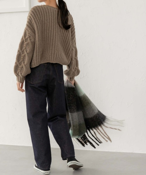 fifth（フィフス）の「チェック柄フリンジマフラー（マフラー・レディース・ブラック/ピンク/ブルー・FREE）」の6枚目の写真