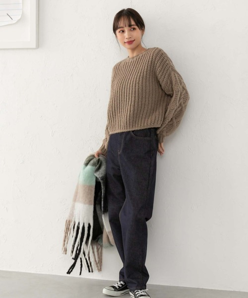 fifth（フィフス）の「チェック柄フリンジマフラー（マフラー・レディース・ブラック/ピンク/ブルー・FREE）」の5枚目の写真