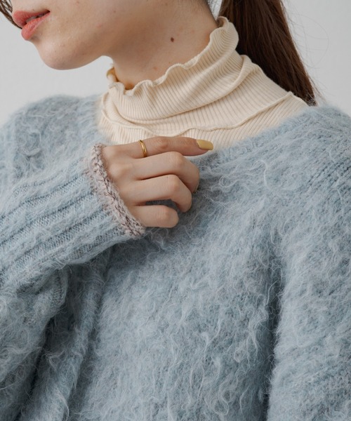 Kastane（カスタネ）の「テレコメロウハイネックロンT（Tシャツ/カットソー・レディース・グリーン/ブルー/ブラック/アイボリー/グレイッシュベージュ・FREE）」の2枚目の写真