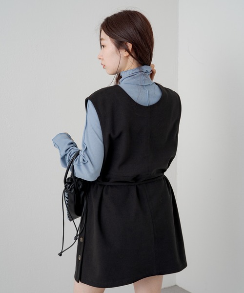 Kastane（カスタネ）の「テレコメロウハイネックロンT（Tシャツ/カットソー・レディース・グリーン/ブルー/ブラック/アイボリー/グレイッシュベージュ・FREE）」の8枚目の写真