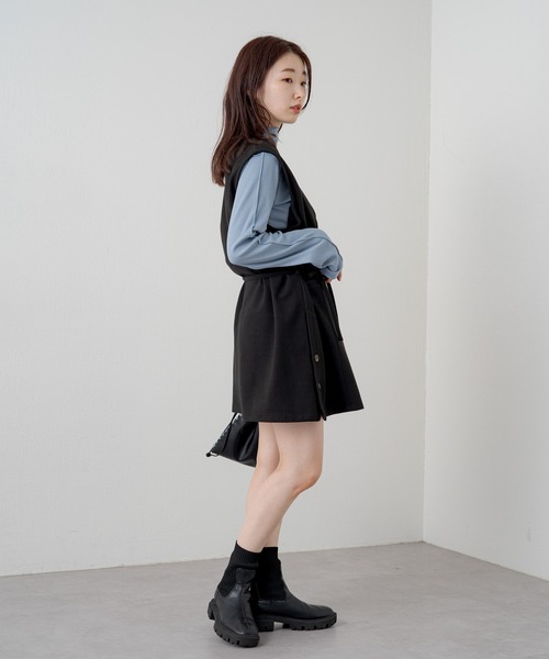 Kastane（カスタネ）の「テレコメロウハイネックロンT（Tシャツ/カットソー・レディース・グリーン/ブルー/ブラック/アイボリー/グレイッシュベージュ・FREE）」の11枚目の写真