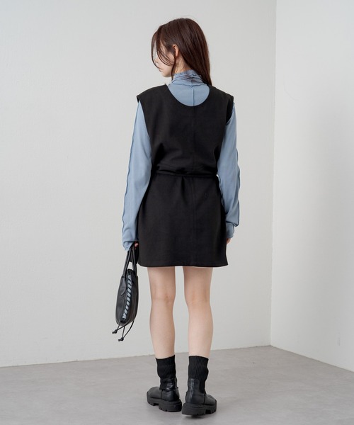 Kastane（カスタネ）の「テレコメロウハイネックロンT（Tシャツ/カットソー・レディース・グリーン/ブルー/ブラック/アイボリー/グレイッシュベージュ・FREE）」の12枚目の写真