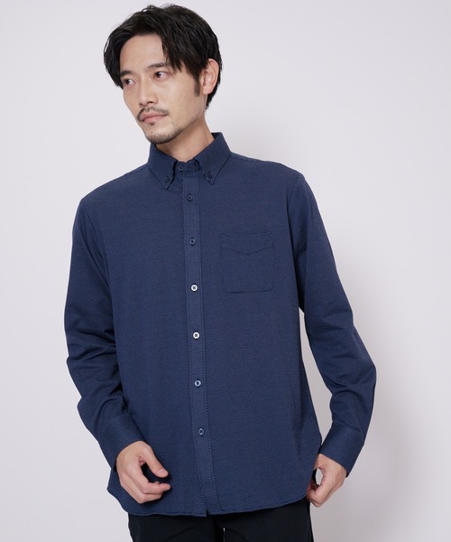 Blue Standard (ブルースタンダード)の「【BLUE STANDARD/ブルースタンダード】吸水速乾 イージーケア ピンポイント消臭 ストレッチ アルティマニット ボタンダウンシャツ(シャツ/ブラウス・メンズ・ブルー系その他/グレー/ダークブルー/ブルー/オフホワイト/ホワイト・LARGE/MEDIUM/X-LARGE)」の5枚目の写真