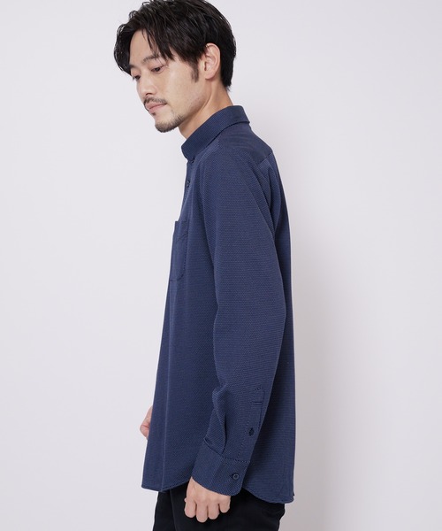Blue Standard (ブルースタンダード)の「【BLUE STANDARD/ブルースタンダード】吸水速乾 イージーケア ピンポイント消臭 ストレッチ アルティマニット ボタンダウンシャツ(シャツ/ブラウス・メンズ・ブルー系その他/グレー/ダークブルー/ブルー/オフホワイト/ホワイト・LARGE/MEDIUM/X-LARGE)」の9枚目の写真