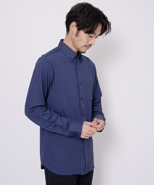 Blue Standard (ブルースタンダード)の「【BLUE STANDARD/ブルースタンダード】吸水速乾 イージーケア ピンポイント消臭 ストレッチ アルティマニット ボタンダウンシャツ(シャツ/ブラウス・メンズ・ブルー系その他/グレー/ダークブルー/ブルー/オフホワイト/ホワイト・LARGE/MEDIUM/X-LARGE)」の18枚目の写真