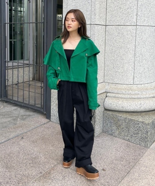 AMAIL（アマイル）の「Bulky coron trench（トレンチコート・レディース・ベージュ/グリーン・FREE）」の15枚目の写真