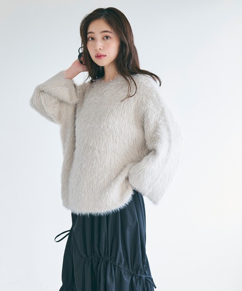 coca（coca）（コカ）の「＼新色追加／ふんわりシャギーニット（ニット/セーター・レディース・アイボリー/ブラウン/ライトグレー/グレイッシュベージュ・ONE SIZE/L/M）」の5枚目の写真