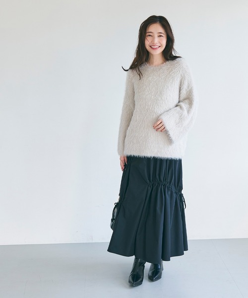 coca（coca）（コカ）の「＼新色追加／ふんわりシャギーニット（ニット/セーター・レディース・アイボリー/ブラウン/ライトグレー/グレイッシュベージュ・ONE SIZE/L/M）」の6枚目の写真