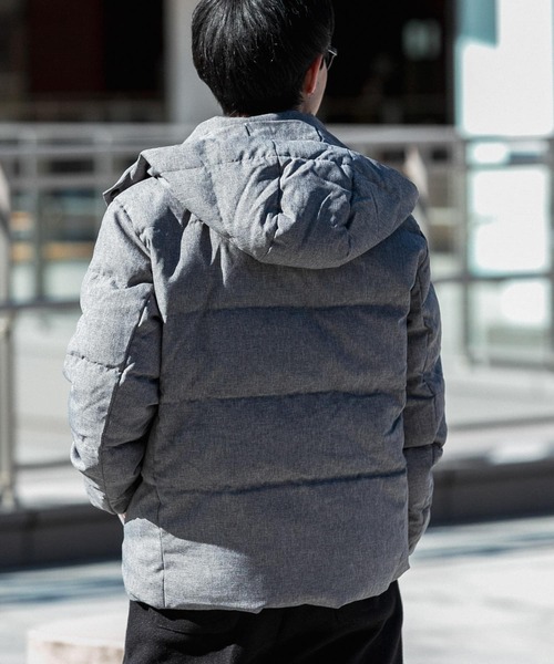 ONLY THE BRAVE フード付きダウンジャケット グレー ダウン90％】スマートストレッチダウン(フード取り外し可能）※累計販売
