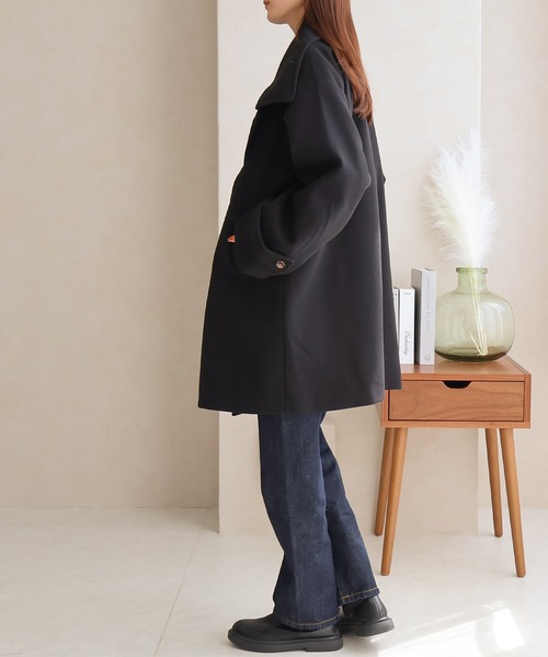 Social GIRL（ソーシャルガール）の「ボリュームスリーブスタンドカラーミドルコート（その他アウター・レディース・モカ/グリーン/アイボリー/ブラック/サックスブルー/ベージュ・M/L）」の18枚目の写真