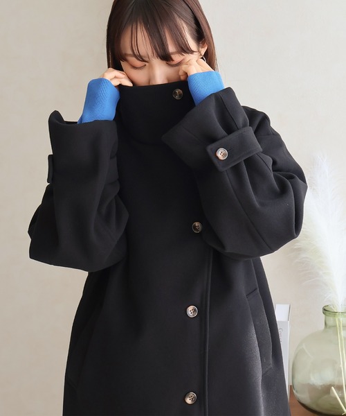 Social GIRL（ソーシャルガール）の「ボリュームスリーブスタンドカラーミドルコート（その他アウター・レディース・モカ/グリーン/アイボリー/ブラック/サックスブルー/ベージュ・M/L）」の20枚目の写真