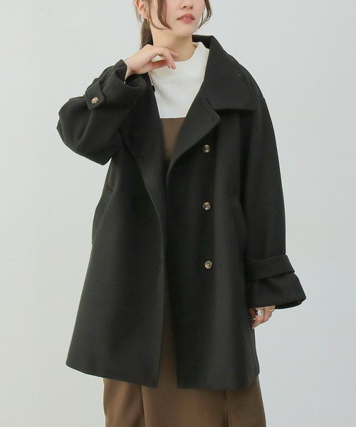 Social GIRL（ソーシャルガール）の「ボリュームスリーブスタンドカラーミドルコート（その他アウター・レディース・モカ/グリーン/アイボリー/ブラック/サックスブルー/ベージュ・M/L）」の17枚目の写真