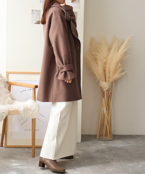 Social GIRL（ソーシャルガール）の「ボリュームスリーブスタンドカラーミドルコート（その他アウター・レディース・モカ/グリーン/アイボリー/ブラック/サックスブルー/ベージュ・M/L）」の15枚目の写真