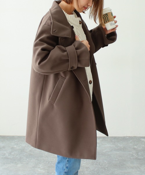 Social GIRL（ソーシャルガール）の「ボリュームスリーブスタンドカラーミドルコート（その他アウター・レディース・モカ/グリーン/アイボリー/ブラック/サックスブルー/ベージュ・M/L）」の8枚目の写真