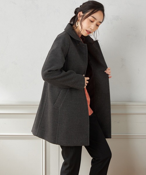 DECOY SINCE 1981（デコイシンスイチキュウハチイチ）の「ウールライクコート（ステンカラーコート・レディース・チャコール/モカ/ブラック・9号/13号/11号）」の16枚目の写真