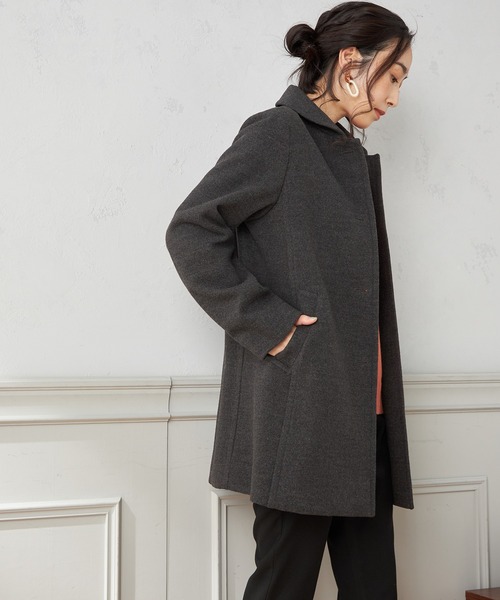 DECOY SINCE 1981（デコイシンスイチキュウハチイチ）の「ウールライクコート（ステンカラーコート・レディース・チャコール/モカ/ブラック・9号/13号/11号）」の17枚目の写真