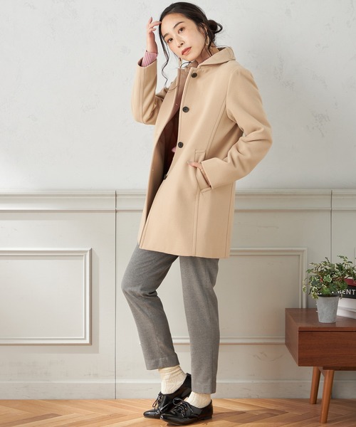 DECOY SINCE 1981（デコイシンスイチキュウハチイチ）の「ウールライクコート（ステンカラーコート・レディース・チャコール/モカ/ブラック・9号/13号/11号）」の22枚目の写真