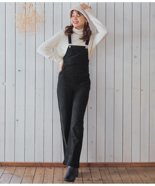 CHILLE（チル）の「コーデュロイバックリボンオールインワン（サロペット/オーバーオール・レディース・ブラック/アイボリー/ブラウン・FREE）」の14枚目の写真