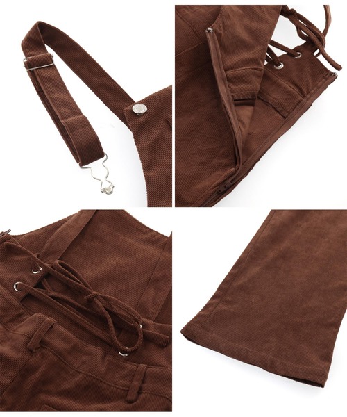 CHILLE（チル）の「コーデュロイバックリボンオールインワン（サロペット/オーバーオール・レディース・ブラック/アイボリー/ブラウン・FREE）」の5枚目の写真