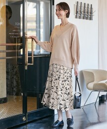 【XSサイズ~/洗える】グラデーションフラワープリントマーメイドライン スカート