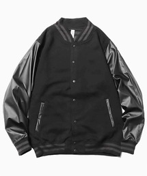 AWDis Just Hoods/アウヴィスジャストフーズ FAUX LATHER Sleeves スタジャン スタジアムジャンパー