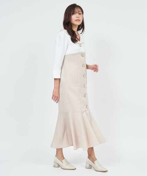 ROYAL PARTY(ロイヤルパーティー)の「ツイードドッキングマーメイドワンピース(ワンピース・レディース・ピンク/ブラック/オフホワイト・FREE)」の12枚目の写真